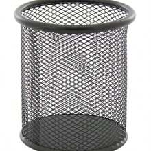 1pc Creative Iron Wire Mesh Desktop Pen Holder, Multifunction Colorful Grid Round Iron Net Storage Bucket For Students, Made Of High-Quality Iron Material, Sturdy And Durable, Exquisite Hollow-Out Design For Air Circulation, Effectively Prevents Moisture And Keeps Stationery Dry