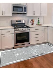 Gradient Marble Design Kitchen Mat With Anti-Slip Diamond Velvet Carpet, Suitable For Sink, Bedroom, Living Room And Dining Area - Easy To Clean, Machine Washable.