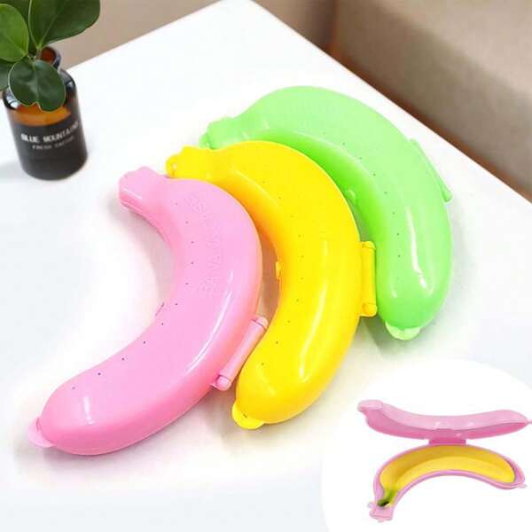1 pièce Étui de protection en plastique en forme de banane, boîte à banane portable pour les voyages et l'extérieur, garde la banane fraîche, joli contenant de rangement pour banane pour le pique-nique et le camping, boîte alimentaire