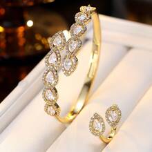 2pcs/Set New Unique Open Bangle Rings, Fashion Niche Versatile Geometric Oval Jewelry, Suitable For Party, Daily Commute, Work, Can Add Exquisite Touch To Outfits