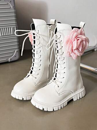 2025年新款甜美碎花儿童靴，中大童休闲平底马靴