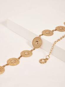 1 Stück Blumenmuster runder Münzen Elegante Vintage Stil Damen Taillenkette, Modisches Accessoire für Kleider, geeignet für Alltag, Date, Party, Herbst/Winter Urlaub