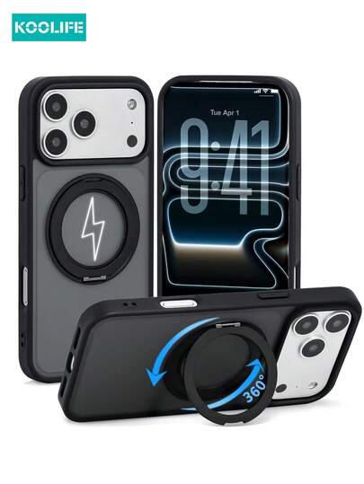 Koolife 1 件装 360° 旋转磁吸手机壳，适用于 17 Pro，2.5mm 厚背板，PC+TPU 材质，精准开孔，亲肤磨砂防滑防汗，摄像头凸起保护，兼容 13/13 Pro/13 Pr、14/14 Pro/14 P、15/15 Plus/15 Pro/15 X、16/16 Plus/16 Pro/16 Pro Max/16e