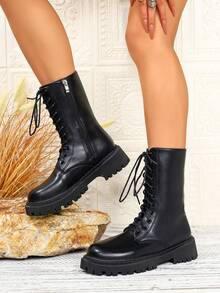 Women's Fashion Round Toe Lace-Up Ankle Boots And Short Boots, Comfortable Classic Plus Size, Autumn/Winter