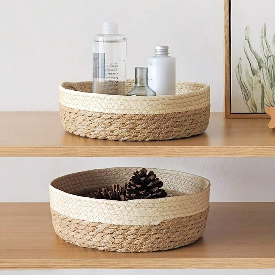 Juego de 3 cestas de almacenamiento modernas y minimalistas de gran capacidad, estilo de mimbre, organizador para cocina, baño, sala de estar, almacenamiento de juguetes y aperitivos, cama para gatos, artículos decorativos para el hogar