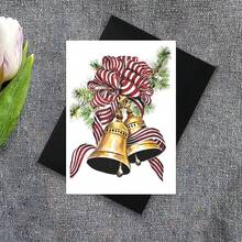 Christmas Card With Bells, Vintage Style Christmas Card Watercolor, Anniversary Card, Merry Christmas Card, Congratulation Card, Friendship Card, Thank You Card, Birthday Card