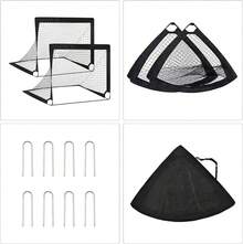 LENGSIDA Porteria Futbol, Juego de 2 Porteras de Fútbol para Plegables, Acero, Fibra de Vidrio, Oxford y Poliéster, Montaje Rápido - Negro - Ver 8