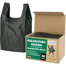 Bolsas de Basura Biodegradables con Asas, Color Negro, Medianas Piezas 30 X 60 - Grande 50 Piezas - Ver 2