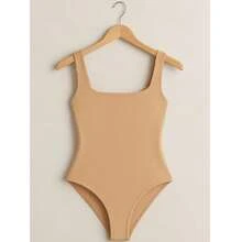Women's Bori Bodysuit Square Neck Tank Top Thick Strap Basic Casual Blogger Suplex Various Colors Spring Summer - 裸體 - 查看 2