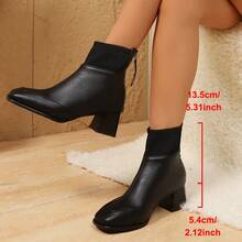 Jesień/zima 2025 Nowe, vintage'owe, grube, patchworkowe, dzianinowe, smukłe buty na średnim obcasie z zamkiem błyskawicznym z tyłu dla kobiet