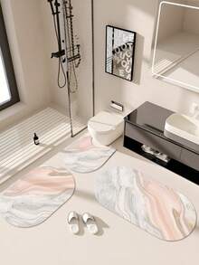 1/3 buc Covoraș Absorbant Antiderapant pentru Baie, Covoraș cu Gel de Silice, Baie cu Model Retro, Covoraș de Toaletă în Formă de U, Covoraș Absorbant pentru Chiuvetă, Covoraș de Bucătărie cu Grosime de 2,5 mm Decor de Crăciun