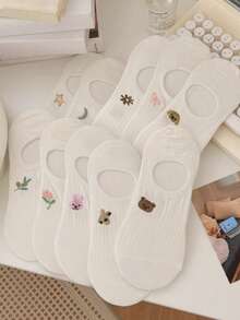 5/10 Pairs White Women's Boat Socks, Thin Summer Low-Cut Invisible Socks That Don't Show