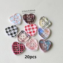 10/20 件随机混合格纹花卉印花 4 孔纽扣、连衣裙、夹克、衬衫、DIY 配饰、手机壳装饰