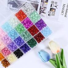 1 Box 28 Colors 6mm Solid Color & Ombre Glass Beads, Jewelry Making Kit