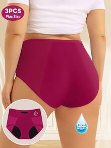 3pcs Plus Size Women's Menstrual Period Triangular Underwear, Leak-Proof, Moisture-Wicking, Breathable Mesh - Multicolor - View 5