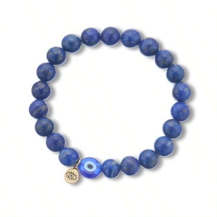 Women's Mati Evil Eye Lapis Lazuli Gem Charm Bracelet Blue - As Pic - View 1