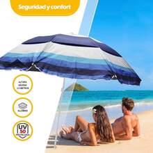 Sombrilla para Playa porttil, sombrilla para Mesa de Jardin, terrazas, Patio, Aire Libre, Camping, Exteriores con Filtro Rayos 3, AzulPlata - Azul/Plata - Ver 5