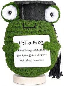 Adornos Tejidos - Muñeca Tejida con Tarjeta, Muñeca de Apoyo Emocional Creativa y Linda, Regalo para Amigos, Regalo de Cumpleaños, Decoración del Hogar Adornos Tejidos (Rana) - día - Ver 9