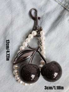 1pc Chic Cherry Keychain With Sparkling Resin Pendant - Alloy, Customizable C-Hook Closure For Women's Wallets & Bags ,Ideal Gift For Family, Friends, And Couples Valentine's Day Gift Valentines