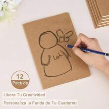 Paquete de 12 Cuaderno A5 de Dibujo Libretas de Notas de Kraft Bloc de Notas A5 para Dibujar, 60 Pginas/ 30 Hojas para Nios, Estudiantes y Oficina Cuadriculado - Cuadriculado - Ver 7