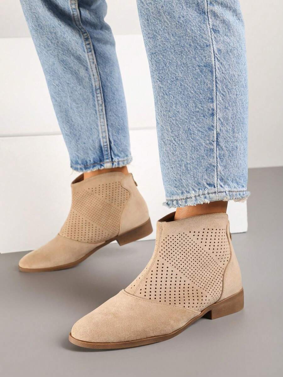 Soft Suede Ankle Boots - Women's Casual Autumn/Spring Footwear - Mocha Brown - View 1