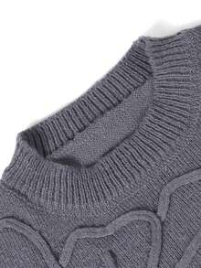 1 pieza Chaleco de punto holgado y elegante con estampado floral de jacquard para niñas y adolescentes, adecuado para uso diario, reuniones y vacaciones en otoño/invierno