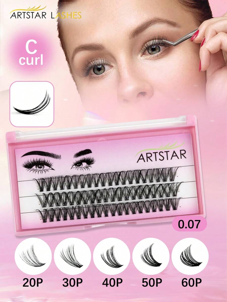 ARTSTAR C Crul 簇状假睫毛 3 排 20D/30D/40D/50D/60D 组合装 自然款 单根手工假睫毛 - C - 查看 1