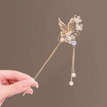 1pc Chinese Style Butterfly Elegant Hanfu Hair Accessory, High-End Retro Hairpin For Women, Bun Extension, Pins For Hair