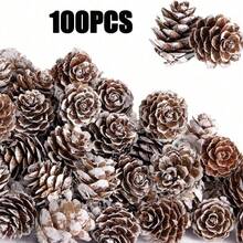 100 件圣诞天然迷你松果 - 小型圣诞雪松果装饰品 - 感恩节迷你雪松果，用于 DIY 工艺品花瓶填充物秋冬家居圣诞树装饰 - 彩色 - 查看 13