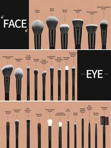 MAANGE 27pcs/30pcs Professional Makeup Brush Set, Soft Fiber Material, Portable, Includes Foundation Brush, Eyeshadow Brush, Eyebrow Brush, Travel Makeup Brush Set, Makeup Brush Set, Makeup Brush Kit, Makeup Brush Set, Complete Makeup Tools, Makeup Brush Set, Makeup Gift Set - Black - View 10