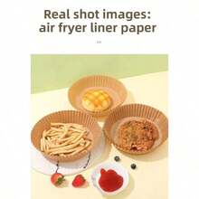 50/100/PCS   Air Fryer Liners, Natural Brown Parchment Paper,   For Baking, Cooking, Microwavable, Pre-Cut Round & Square Design,  Cooking Lifestyle - Kaki-16*4.5CM - Xem 6