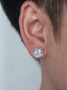 2 piezas Pendientes con alas de ángel estilo europeo y americano, pendientes de lujo ligeros con diamantes completos y zafiro, estilo callejero hip-hop personalizado para hombres