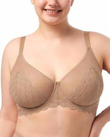 HSIA Minimizer Bras Women Large Bust Full Coverage Lace Plus Size Bra - Scales - Beige Brown - View 12