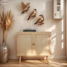 2D平面3件組木製麻雀牆飾－適用於居家、農場、別墅、客廳、臥室、書房、學校、酒吧、咖啡廳、舞蹈工作室、戶外裝飾，或作為送給親友的禮物－全年適用禮品，牆面藝術裝飾 - A - 查看 6