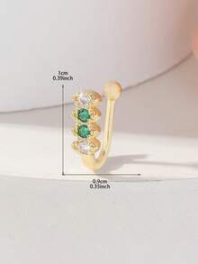 1pc Fashionable Rhinestone Studded Nose Ring, Adjustable Nose Piercing Jewelry For Party, Daily Wear