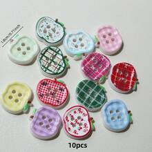 10/20 件随机混合格纹花卉印花 4 孔纽扣、连衣裙、夹克、衬衫、DIY 配饰、手机壳装饰