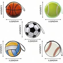 Monedero para Nios, 10 Piezas Zero Wallet Cartoon Esfrica Monedero, Diseo con Cremallera, Adecuado para Nios, Adolescentes Aficionados al Deporte, Viene con un Llavero - inicial - Ver 3