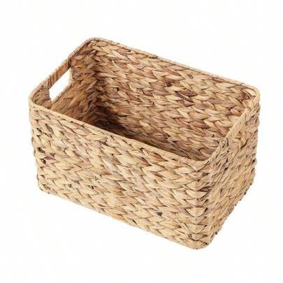 Water Hyacinth Storage Basket With Cut Out Handles Shelve Basket Bathroom Storage Wardrobe Storage Box Nursery Room Storage Basket Present Hamper