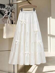 Luźna, elegancka spódnica w stylu vintage z wysokim stanem i dekoltem w kształcie litery A, dół damski