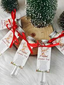 1/5 件神奇驯鹿食品套装，1.35 盎司试管配红丝带，圣诞夜派对礼物，节日礼品盒，不含食物，塑料，圣诞传统 - 彩色 - 查看 4