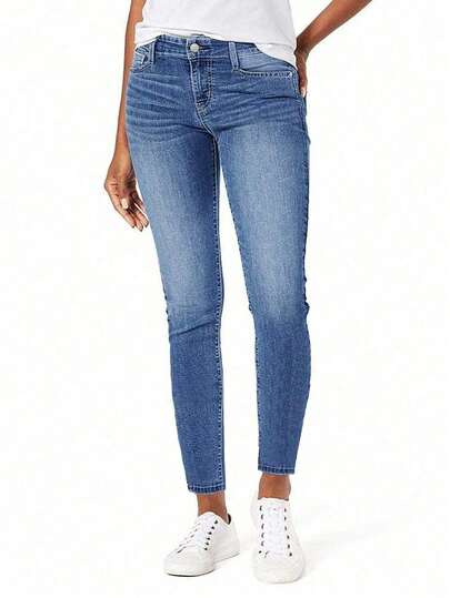 Women's Low Waist Skinny Pants – Stretchy Slim Fit Cotton Jeans,Elegant Style, Breathable & Comfortable