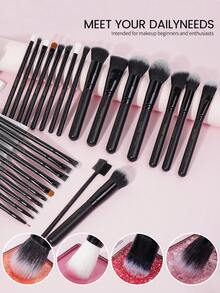 MAANGE 27pcs/30pcs Professional Makeup Brush Set, Soft Fiber Material, Portable, Includes Foundation Brush, Eyeshadow Brush, Eyebrow Brush, Travel Makeup Brush Set, Makeup Brush Set, Makeup Brush Kit, Makeup Brush Set, Complete Makeup Tools, Makeup Brush Set, Makeup Gift Set - Black - View 6