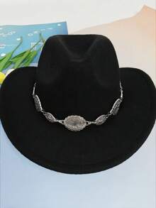 1 件可拆卸嘻哈金属椭圆链装饰，适用于毡帽、高顶礼帽、草帽