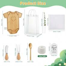 D6 Set Baby Shower Prizes For Game Winners AdultsClothing Shaped Charcuterie Board Set Thank You Card And Gift Bags For Baby Shower Wedding Bridal Shower Favors Bamboo Color - 如圖 - 查看 2