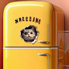 1pc Acrylic Peeking Cat Fridge Magnet - Cute Cabinet Decor, Magnetic For Doors, Fridge, Dishwasher, Soft Base & Clear Acrylic - Ideal Gift For Cat Lovers, Kitchen & Fridge Decor (Compatible With Fridge Magnets, No Adhesive Needed) - Charming Fridge Magnet, Black & White Cat With Golden Eyes And Paw Print Tag, Vintage Farmhouse Fridge Magnet, Fridge Magnet Animal, Fridge Floral Magnet