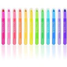 Bible Highlighters, 12 Pack Assorted Colors Gel Highlighters Pens Set, Wax Bible Markers Study Journaling School Book Supplies