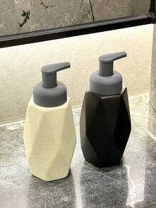 Dispensador de jabón cerámico geométrico, negro o blanco mate, diseño minimalista moderno, cabezal de bomba, adecuado para jabón de manos, jabón de platos, champú, loción corporal, uso en baño de hotel/hogar, botella vacía de alta gama rellenable