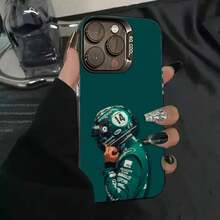 1PC F1 Racing 14 Fernando A-Alonso Phone Case IMD For  16 15 14 13 12 11 Pro Max Independent Metal Button Silver Shell, Cover Compatible With  17 Case,  17 Pro Case,  17 Pro Max Case - JY-1559 - Xem 2