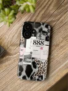 Leopard Print Star Aesthetic Photo Collage Atmosphere Number 888777 Pattern Two-In-One Mobile Phone Protective Case, Suitable For Compatible With Phone17,17air,16, 15, 14, 13, 12, 11, PRO MAX, X,XS,PLUS, As Well As, Galaxy S21/22/23/24/25 Ultra/FE+, NOTE20 Ultra,A71/56/55/54/53/52/36/34/26/25/23/16/15/14/13/06, Is A Thoughtful Birthday Gift For Girlfriend, Boyfriend And Friends - 彩色 - 查看 5