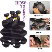 3pcs Body Wave Human Hair Bundles Real Hair Extensions For Women Double Weft Wet And Wavy Texture Water Curly Wave Bundles Human Hair Weaving Easy To Wear Daily Styling - Natural Black - View 8